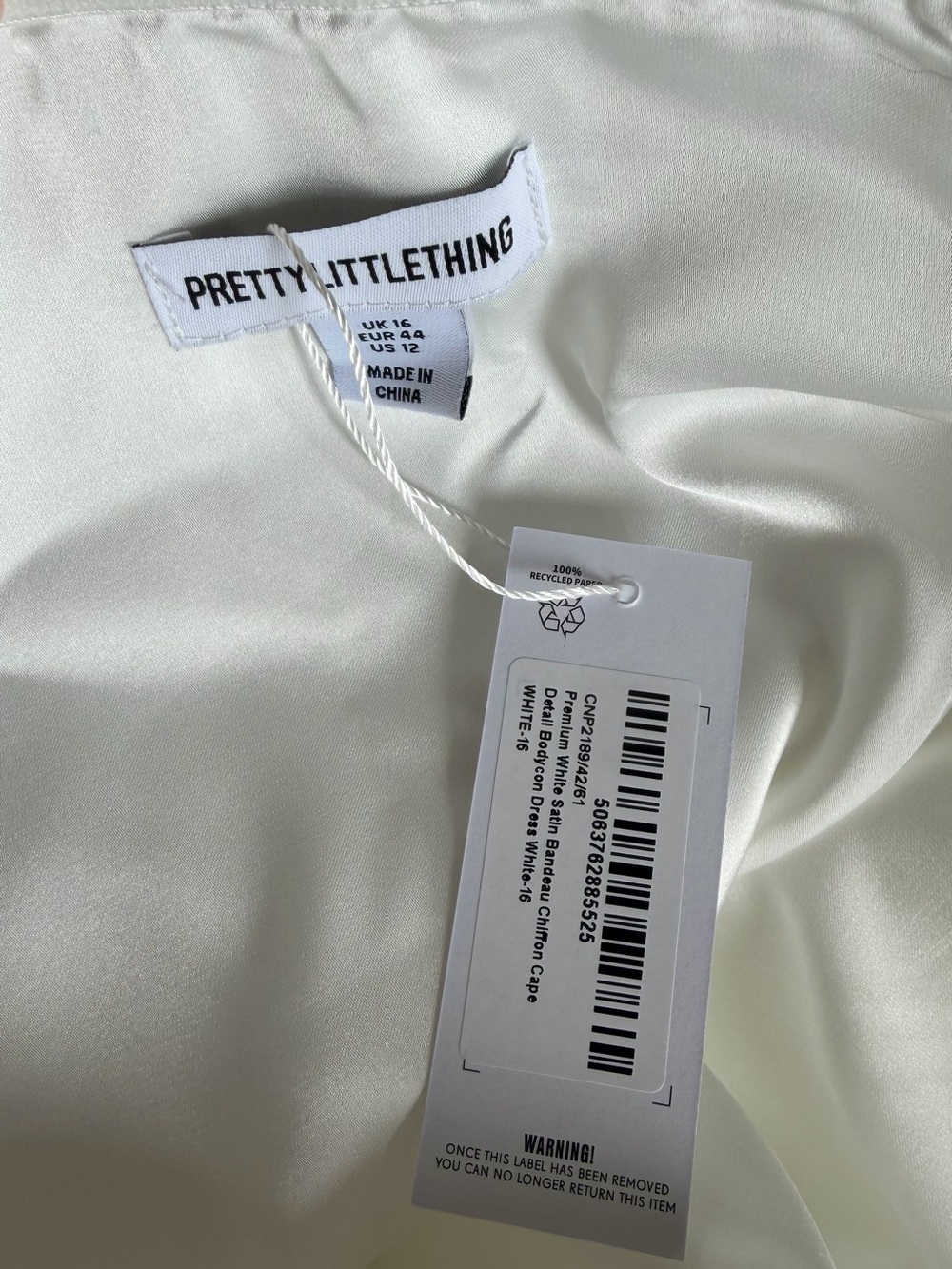 PrettyLittleThing White Short Satin Dress